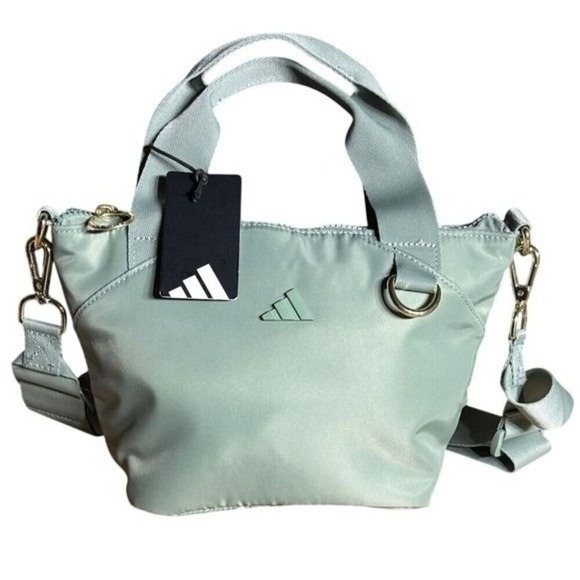 adidas Handbags - Adidas Mini Tote Premium Mini Tote Silver Green Gold Hardware Crossbody Bag NEW